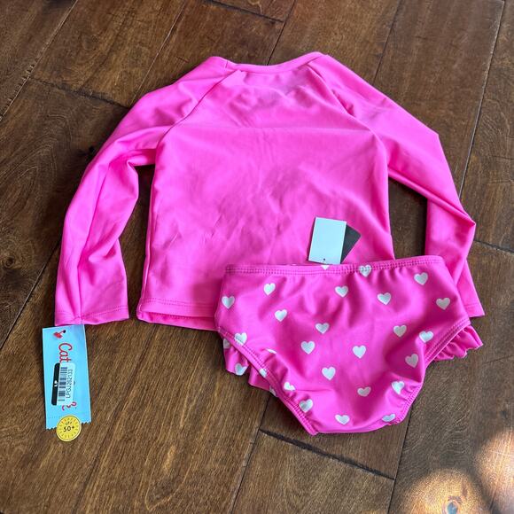 Carter's Girls Swimsuit 3T Pink Long Sleeve Rash Guard Bikini NEW - Picture 5 of 5